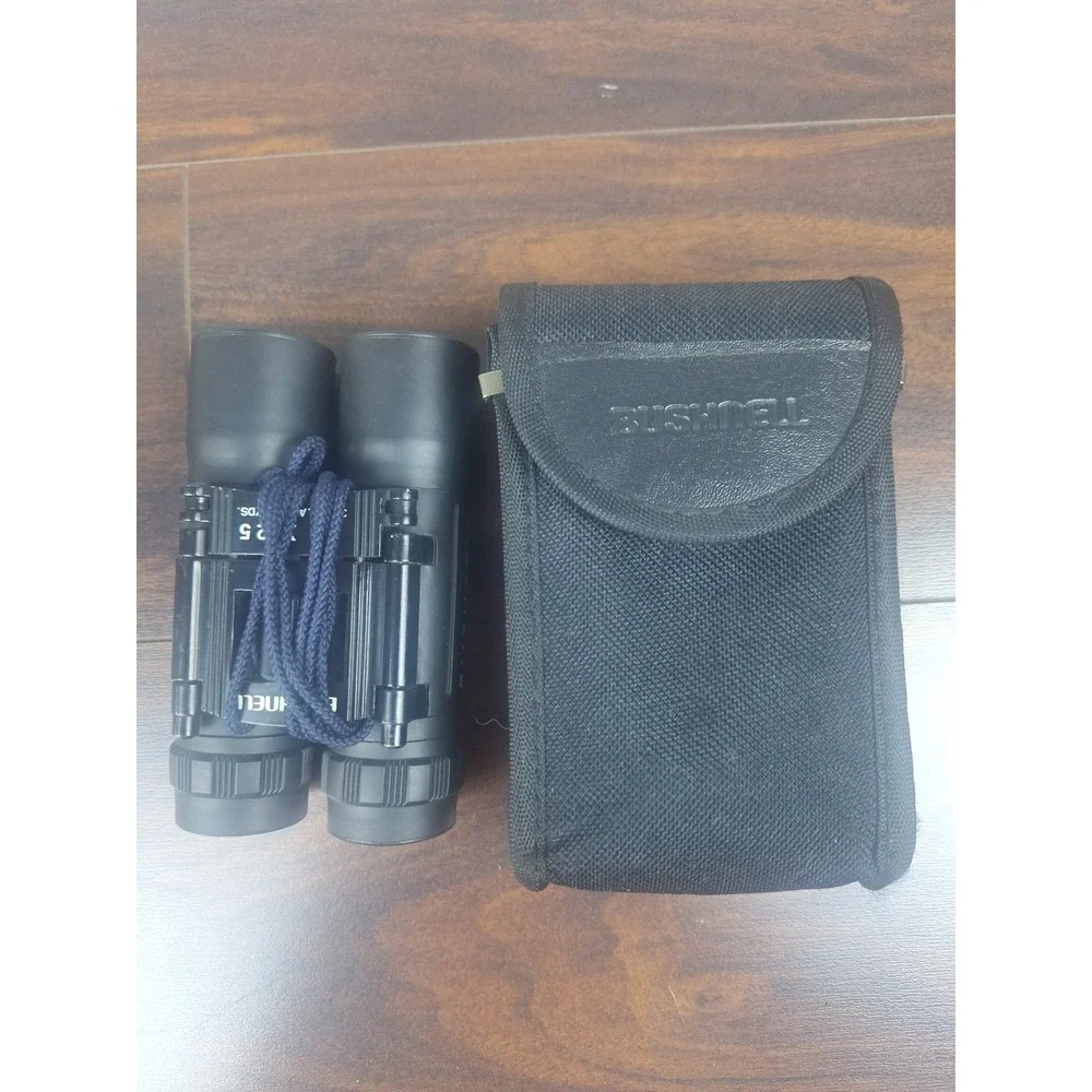 Bushnell Binoculars OS Black 10x25 Compact 13-2516 with Case Birding Pocket